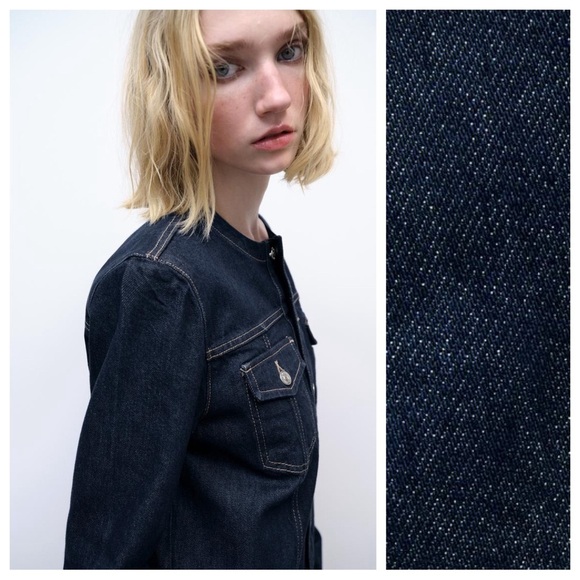 NWT. Zara TRF Dark Indigo Denim Jacket. Size M. - Picture 3 of 12